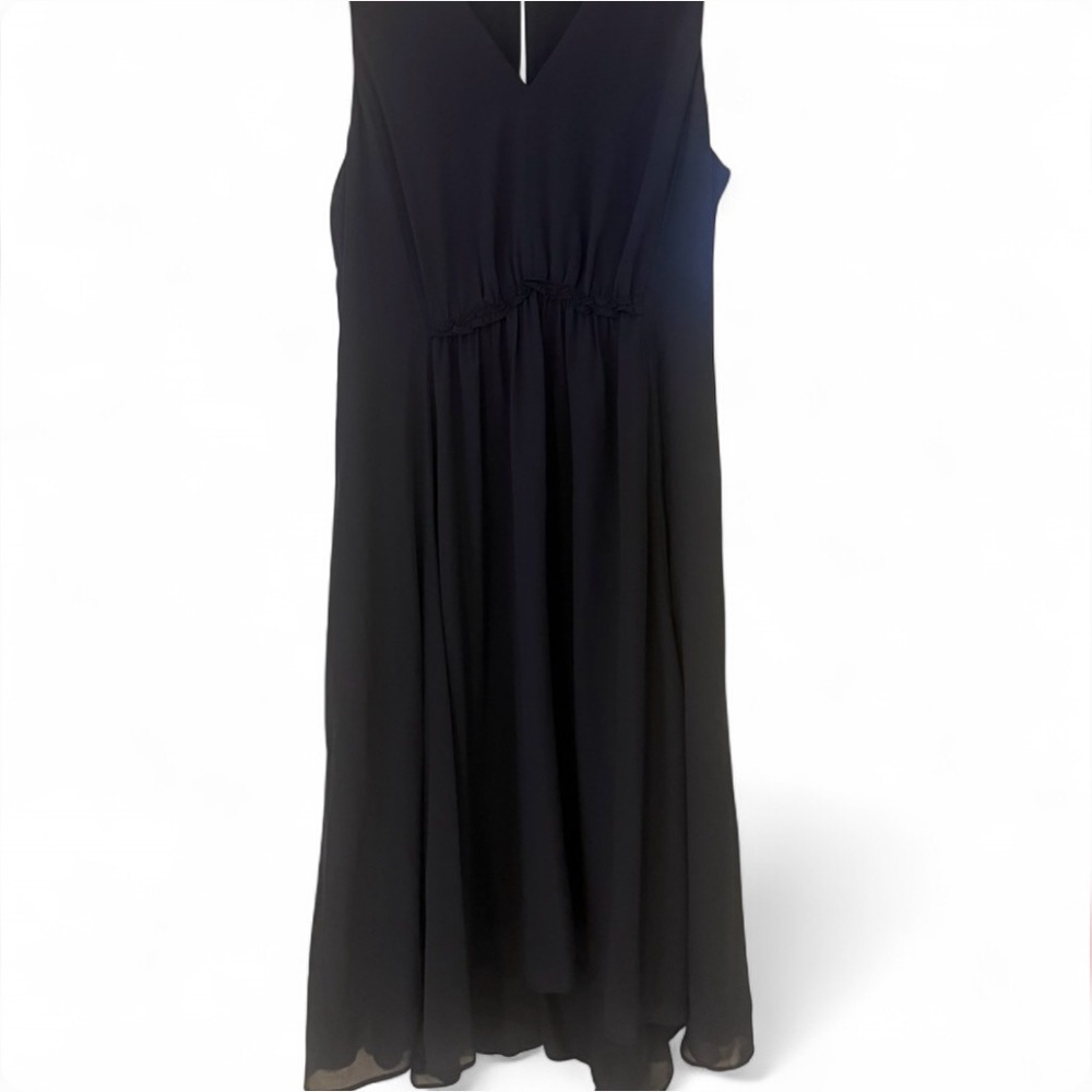 Classic Charcoal Grey V-Neck Maxi Dress Ann Taylor Factory